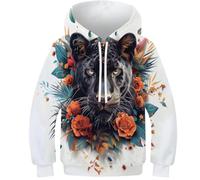 FSMHDG Pull À Capuche 3D pour Enfants Panthère Noire - Sweat À Capuche Garçon/Fille Branché, Hoodie Enfant pour Un Look Tendance Et Confortable