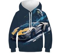 FSMHDG Pull À Capuche pour Enfants Voiture de Sport en 3D - Sweat À Capuche Enfant pour Un Style Moderne, Adapté pour L'école Et Le Jeu
