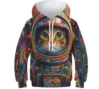 FSMHDG Sweat À Capuche Garçon/Fille Chat en Impression 3D - Hoodie pour Enfants, Pull À Capuche Tendance Et Confortable