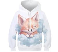 FSMHDG Sweat À Capuche Garçon/Fille Renard en 3D - Hoodie Enfant pour Style Quotidien, Pull À Capuche Doux Et Résistant
