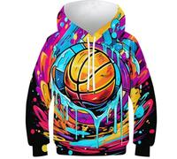 FSMHDG Sweat À Capuche Imprimé 3D pour Enfants Basket-Ball - Pull À Capuche Tendance pour Garçon/Fille, Hoodie Enfant pour Toutes Les Saisons