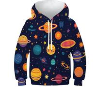 FSMHDG Sweat À Capuche Imprimé pour Enfants Dessin animé Planète - Hoodie 3D Original pour Garçon/Fille, Pull Confortable Et Durable pour Enfants