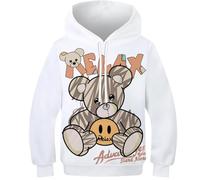 FSMHDG Sweat À Capuche pour Enfants Ours Tendance en 3D - Hoodie Enfant Élégant, Parfait pour Garçon/Fille, Style Unique Et Confortable