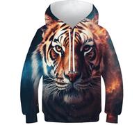 FSMHDG Sweat À Capuche pour Enfants Tigre en 3D - Hoodie Enfant avec Motifs Amusants, Confortable pour Le Quotidien, Parfait pour L'école