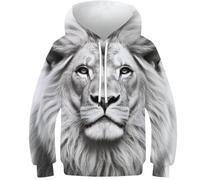 FSMHDG Sweatshirt Enfant Lion - Hoodie avec Impression 3D, Parfait pour Les Enfants Actifs, Style Garçon/Fille Moderne Et Amusant