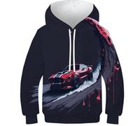 FSMHDG Sweatshirt Enfant Voiture de Sport avec Motif 3D Amusant - Hoodie pour Enfants, Sweat À Capuche Confortable Et Tendance pour Tous Les Jours