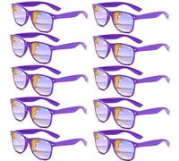 FSMILING Lot De Lunettes De Soleil Violet Pack Lunettes De Fête Lunettes Couleur Pour Femmes Hommes Adulte Evjf Anniversaire Beach Pool Party (10 Pack)