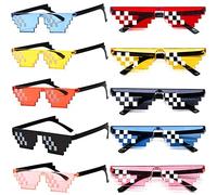 FSMILING Thug Life Lot de 10 paires de lunettes de soleil Pixelées Pixelées 8 bits pour adultes