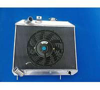 FSMOTO Radiateur en aluminium + ventilateur pour Jee-p Willys MB CJ-2A CJ-3A M38 et F-ord GPW D5 1941-1952