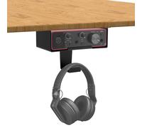 FSNIWEKO Support de bureau pour Focusrite Scarlett Solo 3e génération/Solo 4e génération avec support de casque, étagère en métal pour interfaces audio et équipement de studio (support noir uniquement