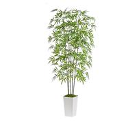 FSOHOI Bambou artificiel de 1,8 m de haut avec pot blanc haut, faux arbres artificiels en soie avec 5 troncs et feuilles réalistes pour la maison, le bureau, l'intérieur et l'extérieur