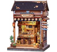 Fsolis Book Nook Kit - Choshi no Shitamachi - Puzzle 3D en Bois avec Lumière LED à Capteur - Maison Miniature DIY Style Japonais Rétro - Décoration de Bibliothèque & Cadeau Créatif Adultes