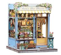 Fsolis Book Nook Kit DIY - Puzzle 3D Lumineux avec Meubles Miniatures pour Bibliothèque | Cadeau Créatif pour Adolescents 14+ et Adultes, Décoration de Bureau et Chambre(Anna's Blue Blossom)