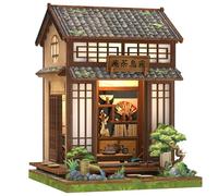 Fsolis Book Nook Kit - Kirishima Cha-an - Puzzle 3D en Bois avec Lumière LED à Capteur - Maison Miniature DIY Style Japonais Zen - Décoration de Bibliothèque & Cadeau de Modélisme pour Adultes