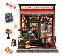 Fsolis Book Nook Kit - Kit de Bricolage avec éclairage LED - Miniature rétro Maisons de poupées pour Les Adolescents et Les Adultes(Uncle Joe's Pizzeria)