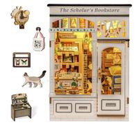 Fsolis Book Nook Kit, Maison de poupée - Construisez Une étagère créative et Une décoration de Bureau, pour Adolescents et Adultes Assemblage Artisanal(The Scholar's Bookstore)