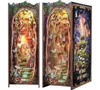 Fsolis Book Nook Kit, Maison de poupée Miniature avec Lampes LED, Puzzle 3D en Bois, Cadeaux créatifs pour garçons et Filles(The Grace of The Forest)