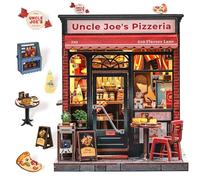 Fsolis Book Nook Kit - Uncle Joe's Pizzeria, DIY Miniature Maison de Poupée, Décoration 3D en Bois avec Maison de poupée illuminée Cadeau créatif Magique pour Adultes