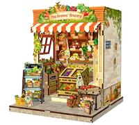 Fsolis Book Nook - Maison de poupée miniature - Accessoires d'intérieur modernes et décoration en bois - Idées cadeaux créatives pour adolescents et adultes (The Greens' Grocery)