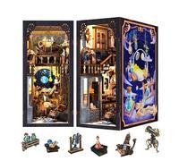 Fsolis DIY Book Nook - The Nebula Rest Room Maison de Poupées Miniatures, Puzzle 3D Bois Serre-Livres d'art avec Lumière LED et Feuille de Poussière Enfichable