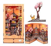 Fsolis Kit Book Nook - Rue Japonaise au crépuscule - Maison de poupée Miniature - Puzzle 3D en Bois pour Adultes - Décoration d’étagère et Cadeau pour passionnés de Bricolage