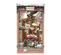 Fsolis Kit Book Nook - Scène de maison de poupée Kyoto Snowy Night - Puzzle 3D en bois - Décoration d'étagère, cadeau pour adultes (Kyoto Snow Whisper)