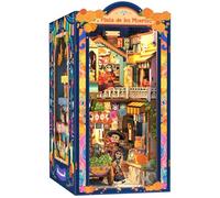 Fsolis Plaza de Los Muertos DIY Book Nook Kit, Puzzle 3D en Bois avec LED | 350 pièces bois, LED, antipoussière, scène Día de los Muertos, cadeau pour adultes.