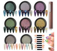 FSpronail Kit de nail art œil de chat : 8 couleurs de poudre magnétique avec bâton magnétique à double tête et baguettes éponge pour effet œil de chat en velours