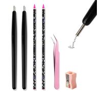 Fspronail Lot de 2 stylos applicateurs de perles à ongles caviar magnétiques pour boule en acier, outil de cueillette de strass avec pince, crayons de cire, ramassage de pierres précieuses, loisirs