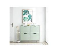 FSR100-GR Meuble à Chaussures Armoire Commode à 4 abattants Meuble d'entrée Coffre Rangement pour Chaussures - Vert