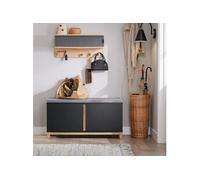 Meuble à Chaussures FSR117-SCH SoBuy - avec Siège Rembourré et 2 Portes - 90 x 34 x 47 cm - Noir