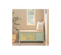 FSR129-GR Banc de Rangement, Meuble Banc ï¿½ Chaussures avec 3 Tiroirs, 1 Coussin