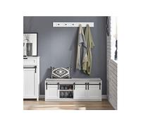 SoBuy FSR133-W Ã?tagÃšre Ã Chaussures, Meuble Ã Chaussures, Meuble d'entrÃ©e Coffre Rangement pour Chaussures avec Porte de Grange Coulissante