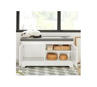 SoBuy FSR136-W Banc de Rangement Banc à Chaussures avec 2 Portes et 3 Bols Intégrés Maison Blanc G