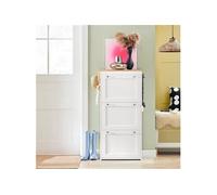 SoBuy FSR144-WN Meuble à Chaussures à 3 Abattants Meuble de Rangement à Chaussures Meuble d'Entrée Coffre de Rangement avec 2 Crochets Blanc G
