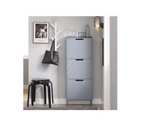 SoBuy Armoire à chaussures FSR151-H-HG – 3 abattants, moderne, étroite 50x19x129 cm Gris