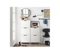 FSR151-H-W Meuble à Chaussures Meuble de Rangement à Chaussures avec 3 Abattants