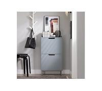 SoBuy Meuble d’Entree avec 2 Abattants, Armoire à Chaussures Moderne, Range Chaussures Étroit pour Petite Entrée ou Couloir 50x19x91cm Gris FSR151-HG