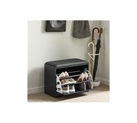 SoBuy FSR16-SCH Banc Armoire à Chaussures 1 abattant avec Coussin Meuble d’entrée Coffre Noir G