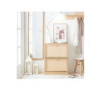 FSR160-N Armoire à Chaussures 2 Abattants, Commode à Chaussures, Etagère à Chaussures, Meuble de Rangement à Chaussures avec 2 Portes