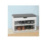 SoBuy FSR25-HG Banc de Rangement à chaussures 2 étages avec Grise coussin Commode à Blanc G