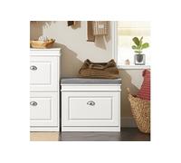 SoBuy FSR82-K Armoire à chaussures avec rabat Banc à chaussures avec coussin de siège Commode à chaussures Banc BHT environ: 60x51x24cm BLANC