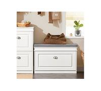 SoBuy FSR82-L-W Banc à Chaussures Meuble à Chaussures avec Assise Coussin Rembourré et Abattant Banc de Rangement à Chaussures 75x24x51 cm - Blanc Noir G