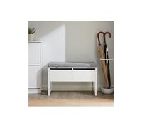 FSR88-W Banc de Rangement avec Coussin Rembourré Meuble Bas Entrée Commode à