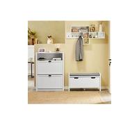 SoBuy FSR97-W Banc à Chaussures Meuble Entrée Meuble Chaussures Commode à Chaussures avec Blanc G