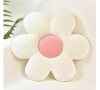 FSRONGXI Coussin décoratif à fleurs - Blanc - Adorable coussin de sol esthétique Preppy - Pour lit, canapé, chaise - 38 cm (blanc et rose)