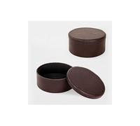 Sobuy® Fss67-Br Cube Pouf Coffre De Rangement Rond En Pu Cuir - Café Marron