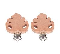 FSSTUD 4 Pièces Forme de Feuille Attache Tétine Bois Attache Sucette Pince à Sucette pour Bébé Enfant