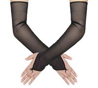 FSSTUD Gants longs sans doigts transparents en tulle pour mariage longueur coude gants opéra mitaines danse fête gants manches bras noir