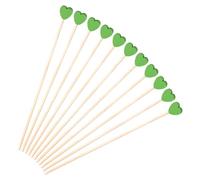 FSSTUD Lot de 100 Cure-Dents en Bois en Forme de cœur - pour fête, apéritif - pour Cocktail - Jolis Cure-Dents - Vert
